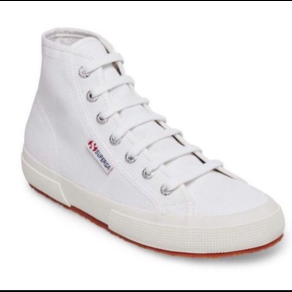 SUPERGA White High Top Lace Up Sneaker